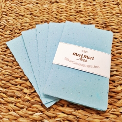 Handgeschöpftes Papier | 10 Bögen 13x8,5 cm | Blaues Büttenpapier