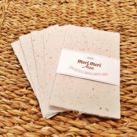 Handgeschöpftes Papier | 10 Bögen 13x8,5 cm | Weißes Büttenpapier