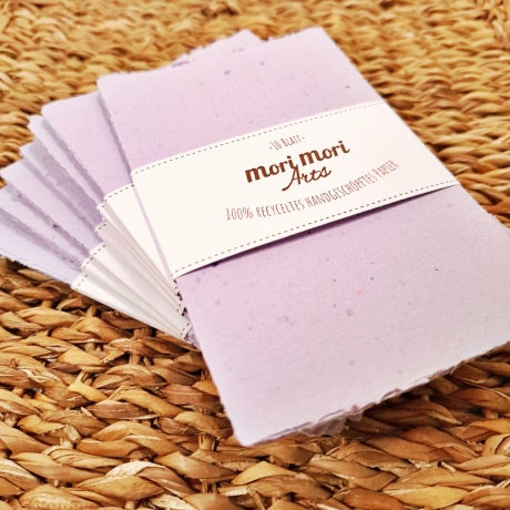 Handgeschöpftes Papier | 10 Bögen 13x8,5 cm | Lila Büttenpapier