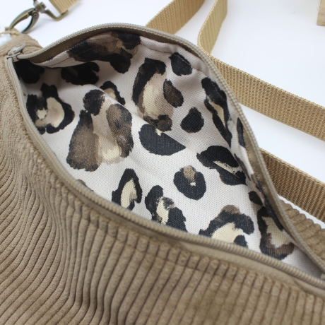 Bauchtasche Cord Braun Leo Print Unikat Handmade