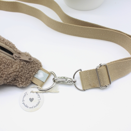 Bauchtasche Teddyplüsch Braun Leoprint Unikat Handmade