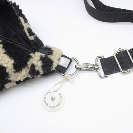 Bauchtasche Teddyplüsch Leoprint handgenähtes Unikat