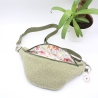 Bauchtasche Teddyplüsch Hellgrün geblümt Unikat Handmade