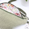 Bauchtasche Teddyplüsch Hellgrün geblümt Unikat Handmade