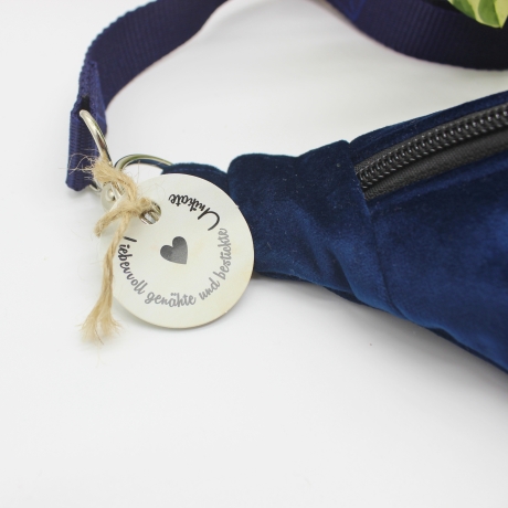 Bauchtasche Samt Dunkelblau Cross Body Bag Unikat Handmade