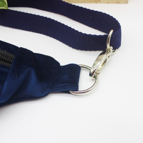 Bauchtasche Samt Dunkelblau Cross Body Bag Unikat Handmade