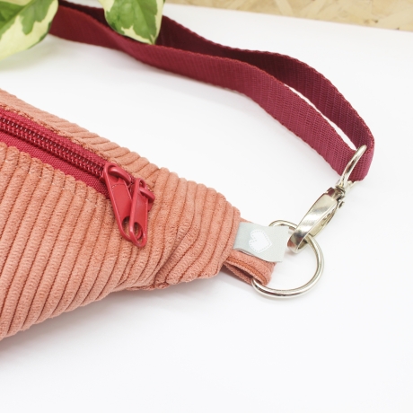 Bauchtasche Cord Koralle Rot Beige Cross Body Bag Unikat Handmade