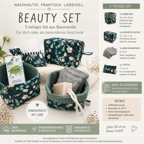 Beauty-Set Kosmetiktasche Tatüta 2 Stoffkörbchen  5 Abschminkpads