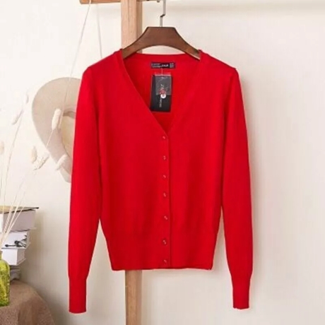 Damen-Sommer-Feinstrickjäckchen, rot, Größe L, neu