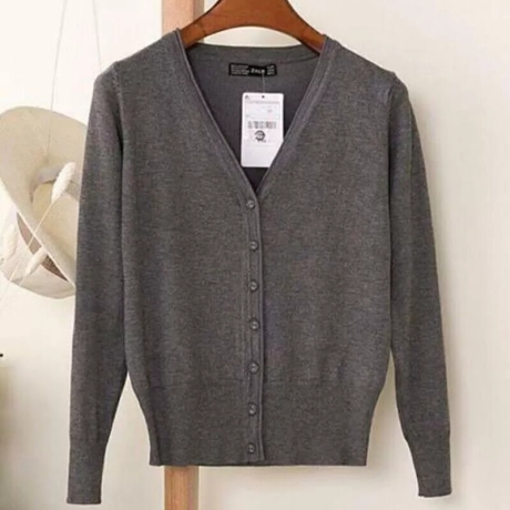 Damen-Sommer-Feinstrickjäckchen, hellgrau, Größe L, neu