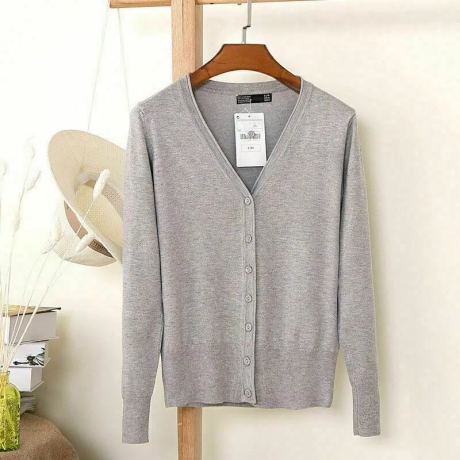 Damen-Sommer-Feinstrickjäckchen, hellgrau, Größe L, neu