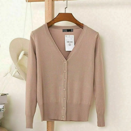 Damen-Sommer-Feinstrickjäckchen, kamel-farben, Größe L, neu