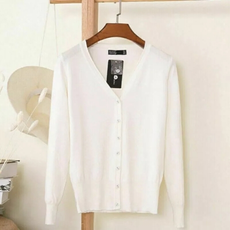 Damen-Sommer-Feinstrickjäckchen, weiss, Größe L, neu