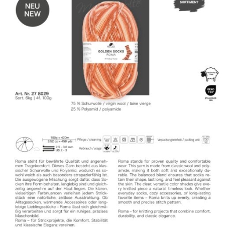 Pro Lana Roma, 4-fädige Sockenwolle, Farbe 749