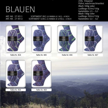 PRO LANA Blauen, 4-fädige Sockenwolle, Fb. 469
