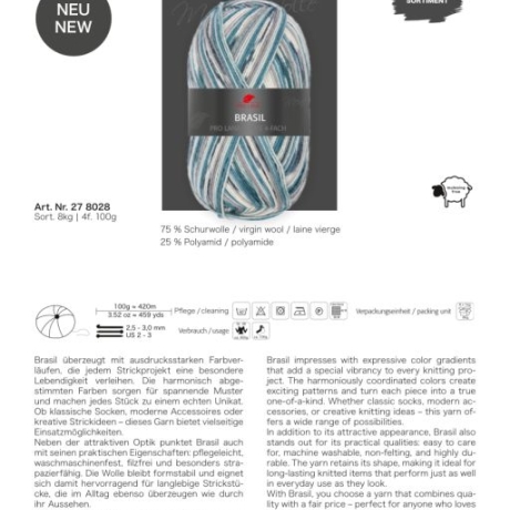 Pro Lana Brasil, 4-fädige Sockenwolle, Farbe 759