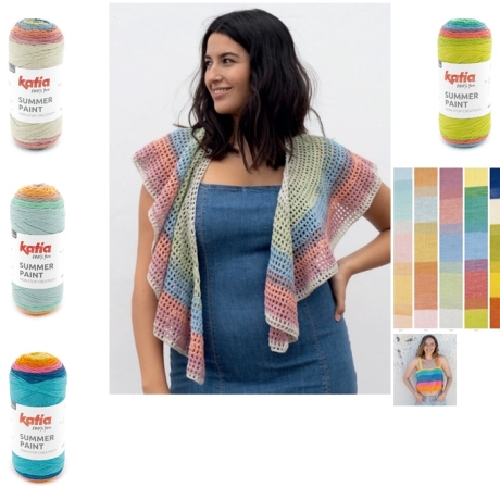 Summer Paint, Katia Wolle, Wolle mit Anleitung, Anleitung, Schal