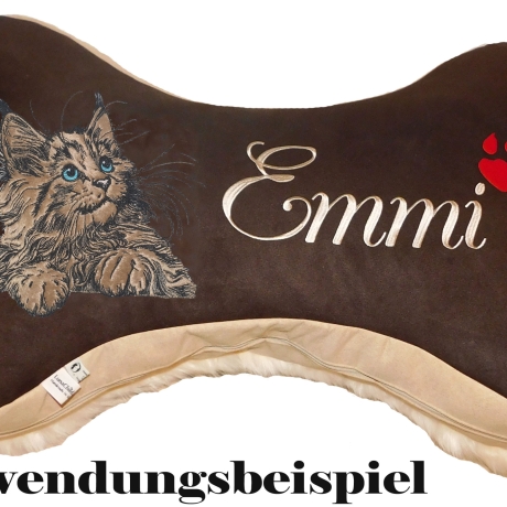 NEU Stickdatei Applikation Maine Coon Katze Kiss 