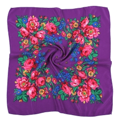 Ukrainisches Traditions-Kopftuch, lila, 70x70 cm, neu