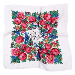 Ukrainisches Traditions-Kopftuch, weiss, 70x70 cm, neu