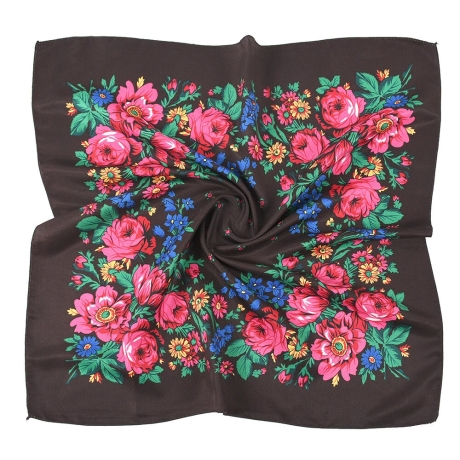 Ukrainisches Traditions-Kopftuch, dunkelbraun, 70x70 cm, neu
