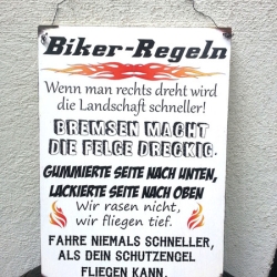Biker Regeln Schild Holzschild Spruch