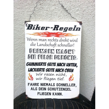 Biker Regeln Schild Holzschild Spruch