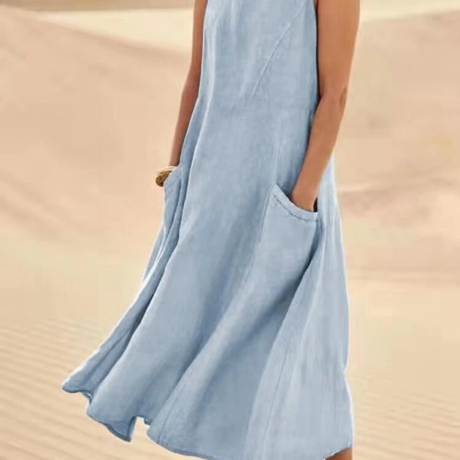 Damen-Sommer-Midi-Trägerkleid, himmelblau, , Größe M, neu