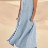 Damen-Sommer-Midi-Trägerkleid, himmelblau, , Größe M, neu