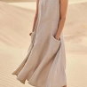 Damen-Sommer-Midi-Trägerkleid, khaki , Größe M, neu