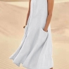 Damen-Sommer-Midi-Trägerkleid, weiss, , Größe M, neu