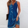 Damen-Sommer-Trägerkleid, blau Blumen, Größe M, neu