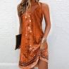 Damen-Sommer-Trägerkleid, orange Blumen, Größe M, neu