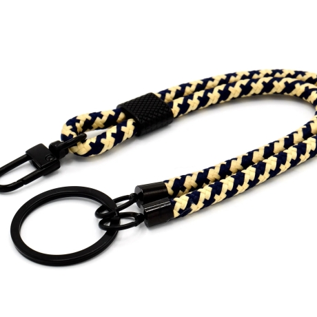 Schlüsselanhänger mit Karabiner Blau-Beige