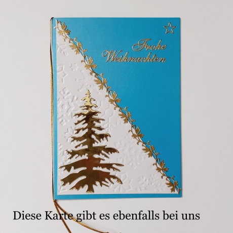 Weihnachtskarte frohe Weihnachten Blau-Metallic Gold Heilig Abend