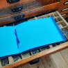 Fotoalbum mit Satinband, Prägung, handgemacht, Kartonblätter bunt