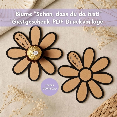 Gastgeschenk zum Ausdrucken – Blumen für Schokokugeln