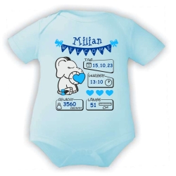 Baby Body kurz WELCOME BOY personalisiert mit Geburtsdaten+Name
