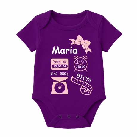 Baby Body kurz SCHLEIFE GIRL personalisiert mit Geburtsdaten+Name