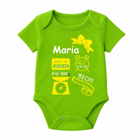 Baby Body kurz SCHLEIFE GIRL personalisiert mit Geburtsdaten+Name