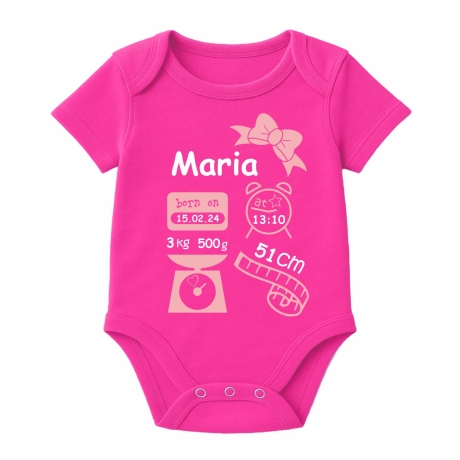 Baby Body kurz SCHLEIFE GIRL personalisiert mit Geburtsdaten+Name