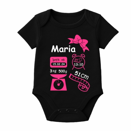 Baby Body kurz SCHLEIFE GIRL personalisiert mit Geburtsdaten+Name