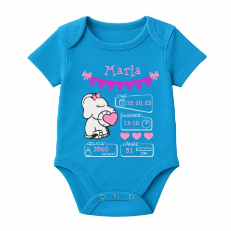 Baby Body kurz WELCOME GIRL personalisiert mit Geburtsdaten+Name