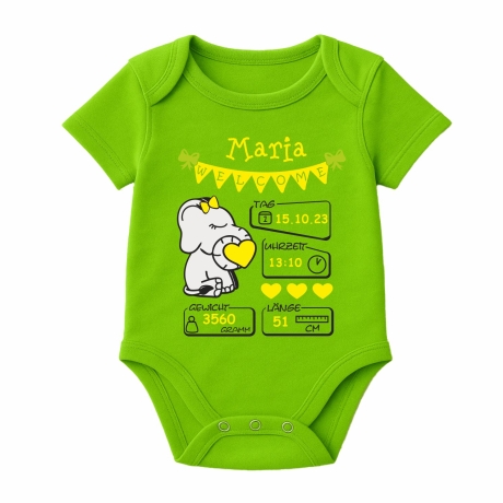 Baby Body kurz WELCOME GIRL personalisiert mit Geburtsdaten+Name