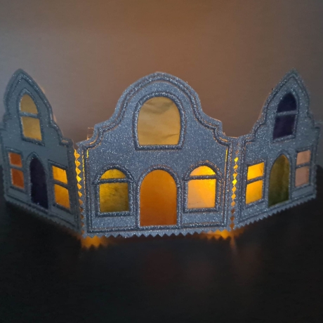 8x Lichthaus Bogen Fensterbild Teelicht Stickdatei stickdirwas