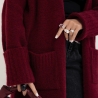 Oversize Strickmantel lang Strickjacke Cardigan Bordeauxrot S-XL