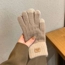 Damen-Winter-Fingerhandschuhe m. Touchscreen, khaki, neu
