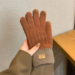 Damen-Winter-Fingerhandschuhe m. Touchscreen, hell-braun