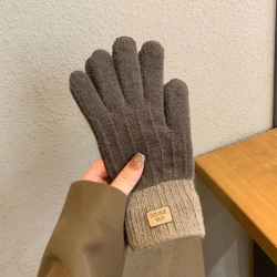 Damen-Winter-Fingerhandschuhe m. Touchscreen, braun, neu