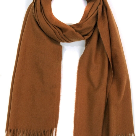 Damen-Kaschmir-Schal mit Fransen, 200x75 cm, braun